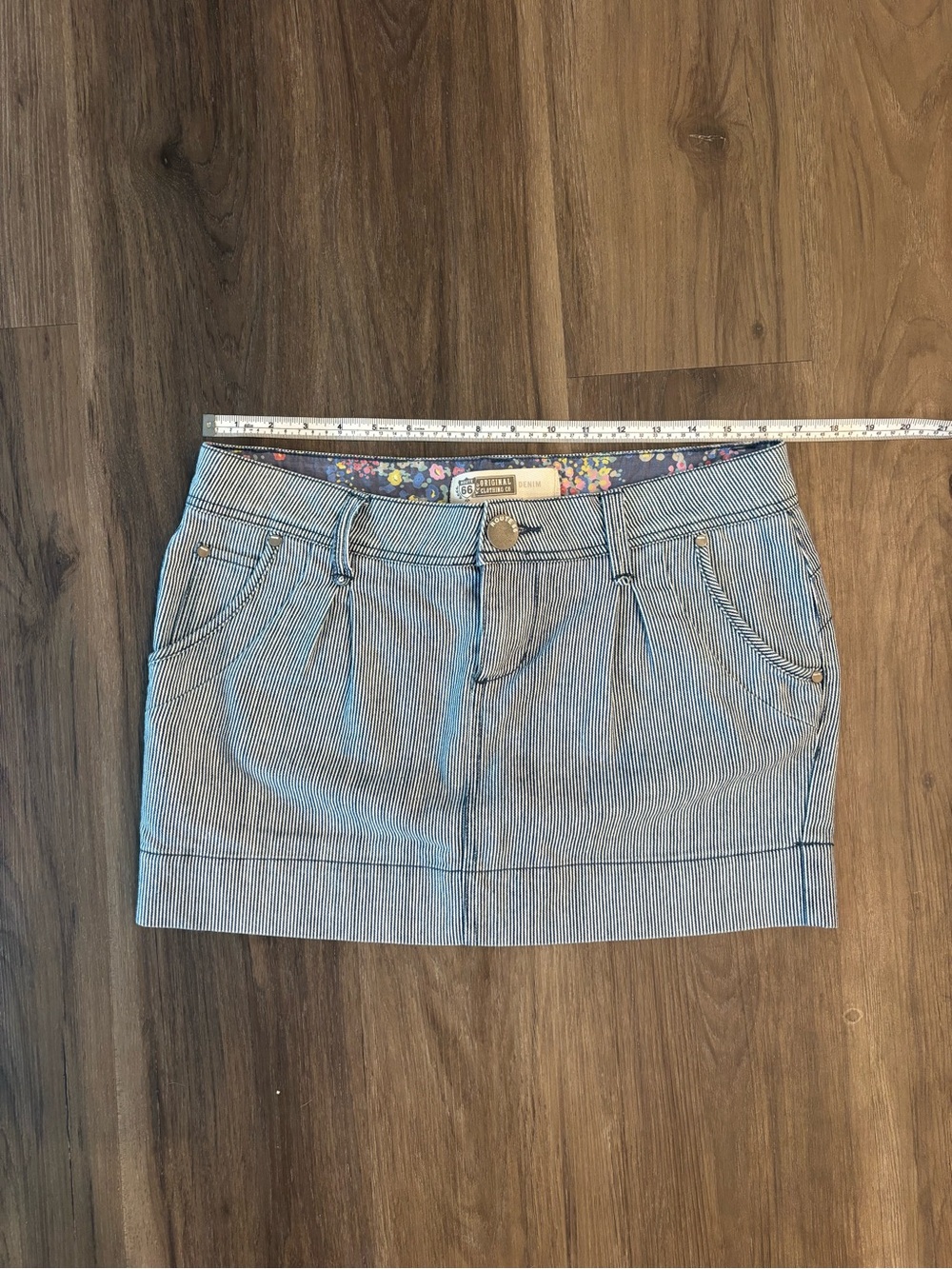 Striped Denim Mini Skirt - Blue